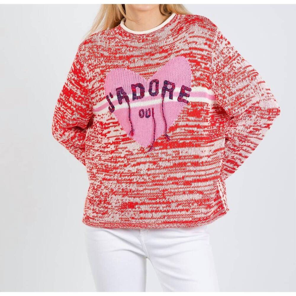 NEW OUI j'adore sweater in red white